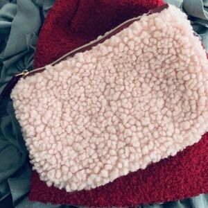 Ipsy Pink Faux Sherpa Wristlet Glam Bag